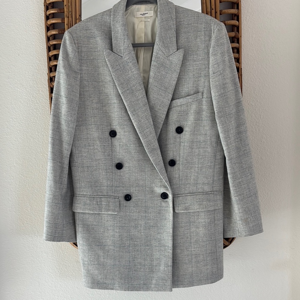 Isabel Marant Etoile Light Gray Double-Breasted Blazer 38